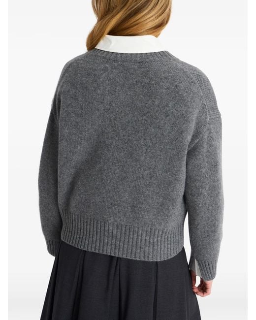 Pringle of Scotland Gray V-Neck Cashmere Sweater