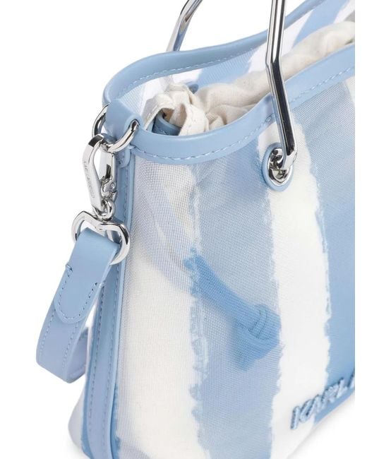 Karl Lagerfeld Blue Ikon Mesh Small Tote Bag