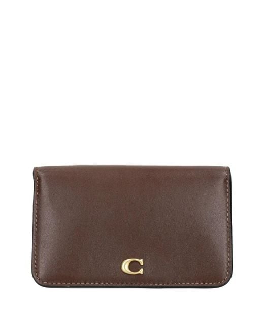 Portafoglio Essential Con Placca Logo di COACH in Brown