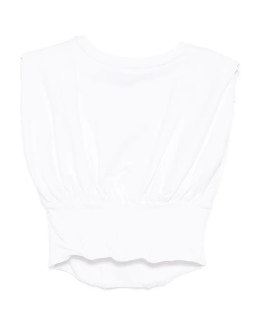 GOOD AMERICAN White Crew Neck Tank Top