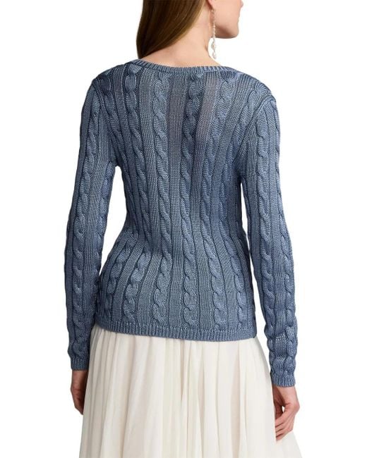 Ralph Lauren Blue Pullover mit Zopfmuster