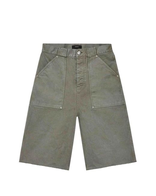 Purple Brand Gray Cotton-Twill Raw-Cut Shorts for men