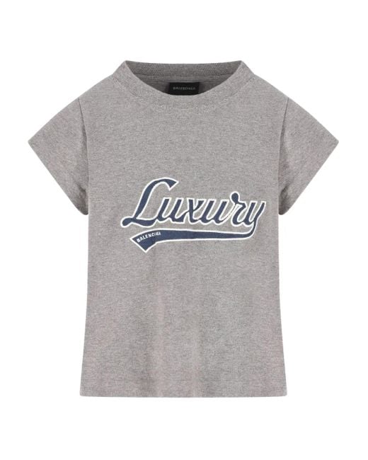 Balenciaga Gray Luxury-Script T-Shirt