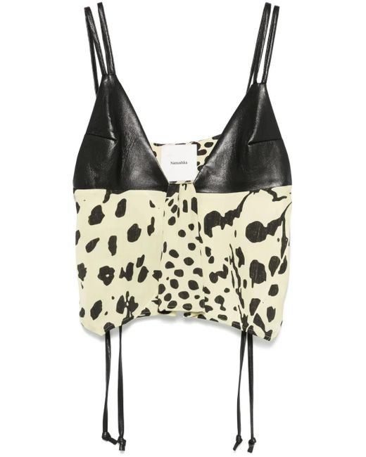 Nanushka Black Animal-Print Top