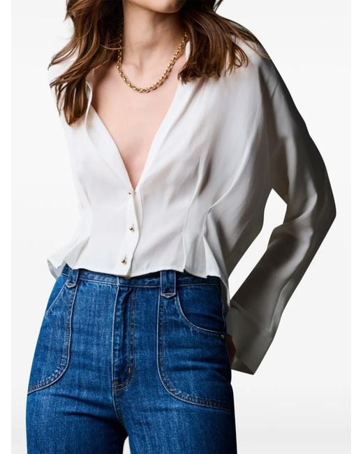 Hevron Gray Blouse Regine À Coupe Crop