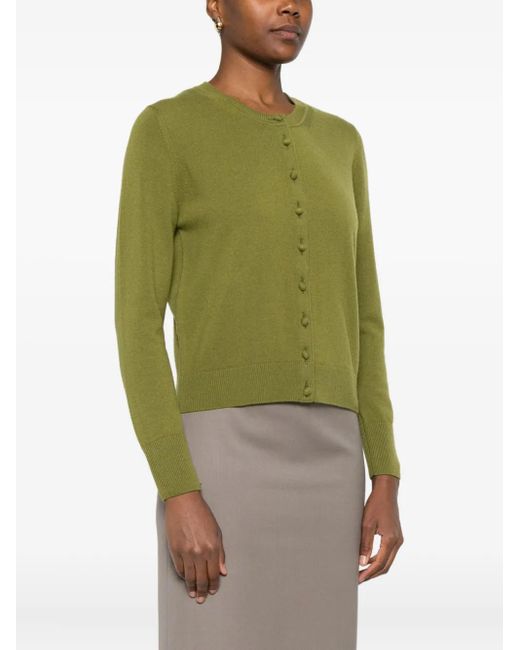 Alpha Studio Green Buttoned Round-Neck Cardigan