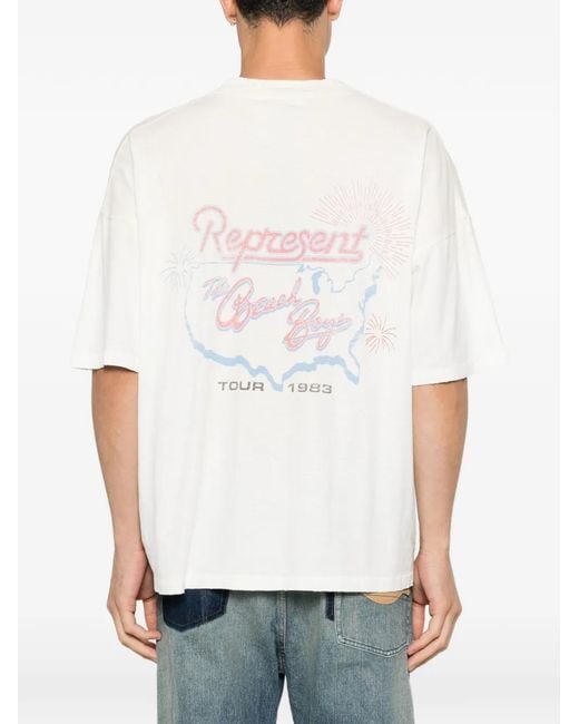 Represent White Beach Boys Graphic-Print T-Shirt for men