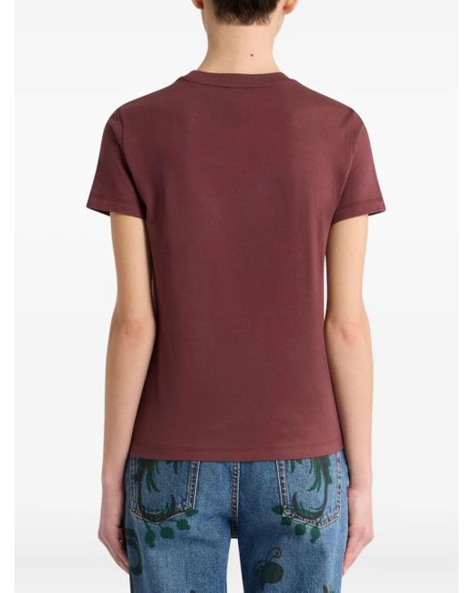 Etro Red Floral-Print Graphic T-Shirt