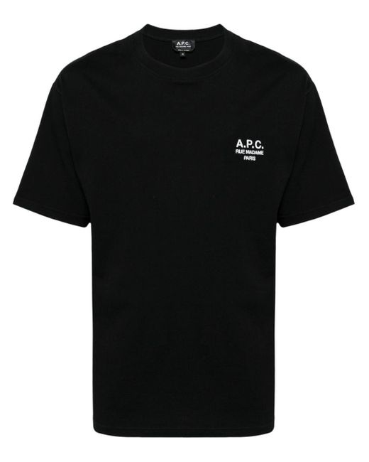 A.P.C. Black Raymond Logo-embroidered Cotton T-shirt for men