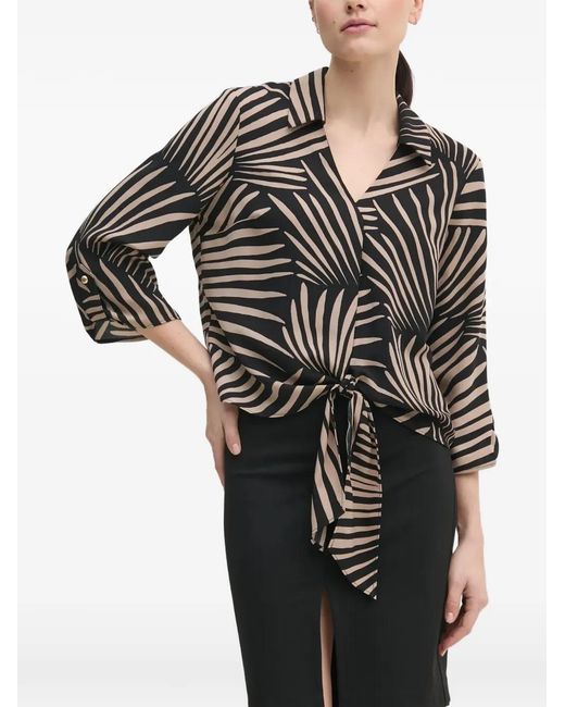 Joseph Ribkoff Black Geometric-Pattern Shirt