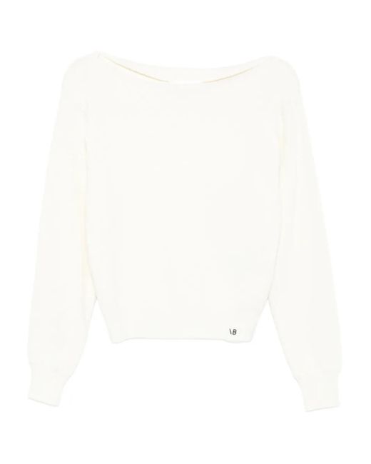 Victoria Beckham Geribbelde Trui Met Boothals in het White