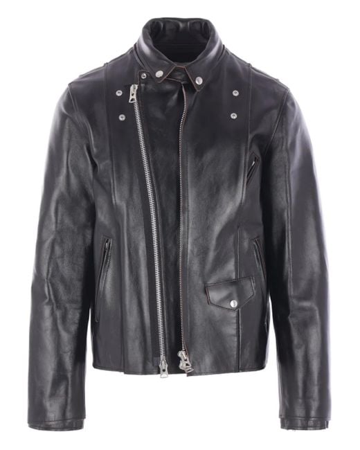 Sacai Leren Jack Met Drukknoopsluiting in het Gray voor heren