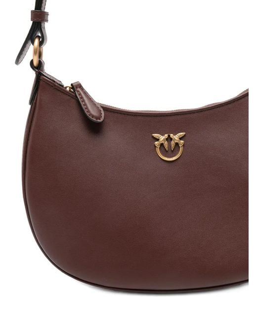Pinko White Small Love Half Moon Shoulder Bag