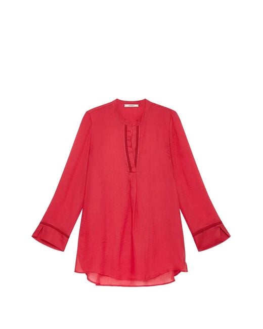 Maliparmi Red Zig-Zag-Stitch Tunic