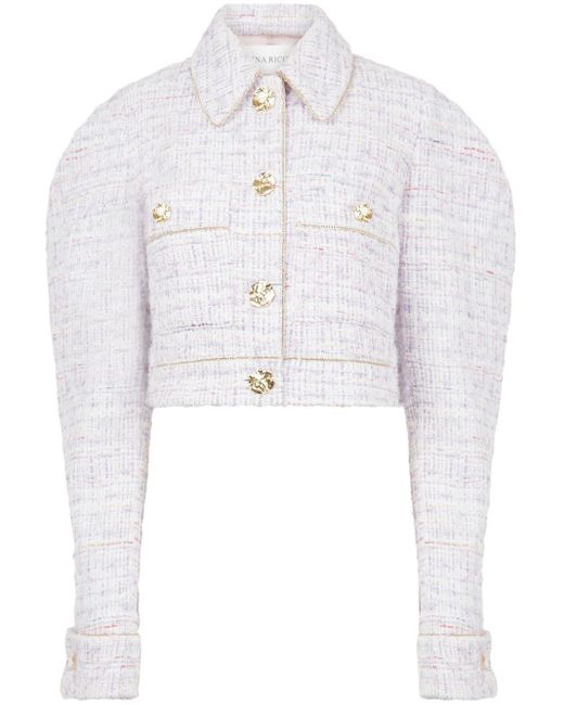 Nina Ricci White Tweed Cocoon Jacket
