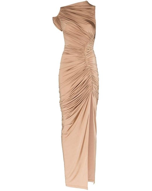 Mugler Multicolor Ruched Asymmetric Gown