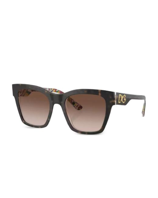 Dolce & Gabbana Brown Logo Geometric Sunglasses