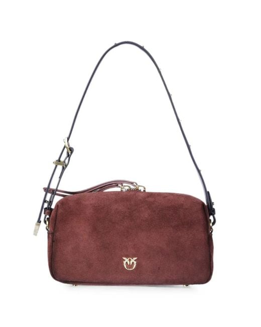 Pinko Purple Bauletto Trittico Suede Shoulder Bag