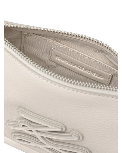 Karl Lagerfeld White Logo-Patch Shoulder Bag