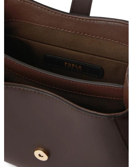 Furla White Large Buckle-Detail Leather Bucket Bag