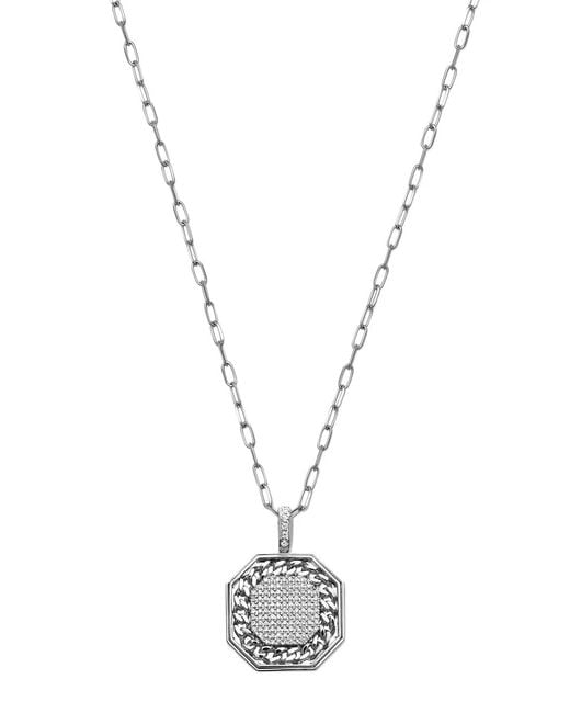 SHAY Metallic 18K Link Diamond Border Pendant Necklace for men
