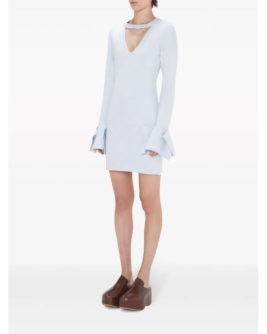 J.W. Anderson Blue Ruffle-Detail Cut-Out Minidress