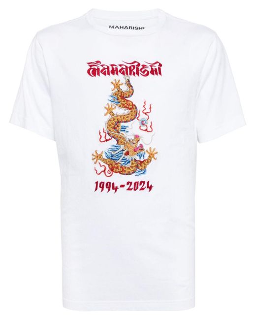 Maharishi White Descending Dragon Organic-cotton T-shirt for men
