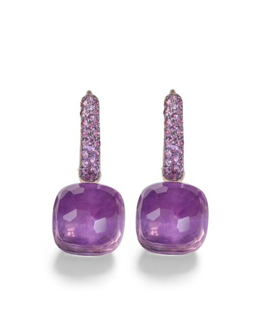 Pomellato Purple 18kt Rose And White Gold Nudo Gemstone Drop Earrings
