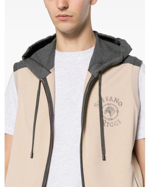 Stefano Ricci White Logo-Embroidered Zip-Up Hoodie for men