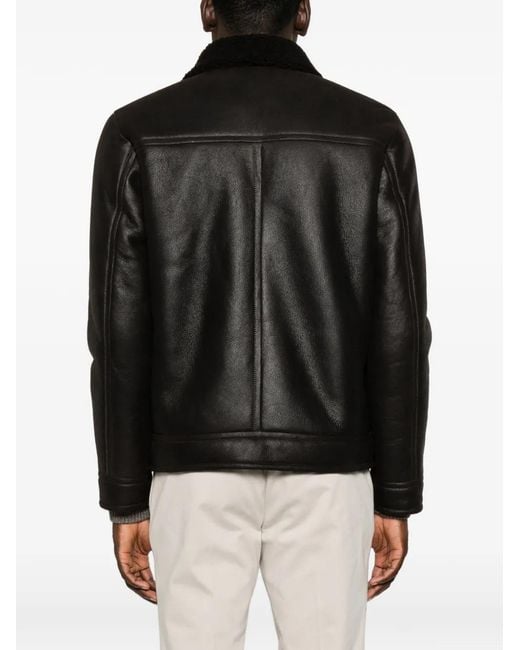 Dondup Black Leather Jacket for men
