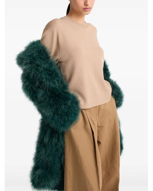 Yves Salomon Green Feather Coat