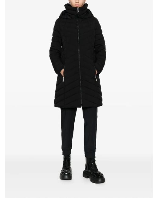 DKNY Black Zip-Up Quilted Parka Coat