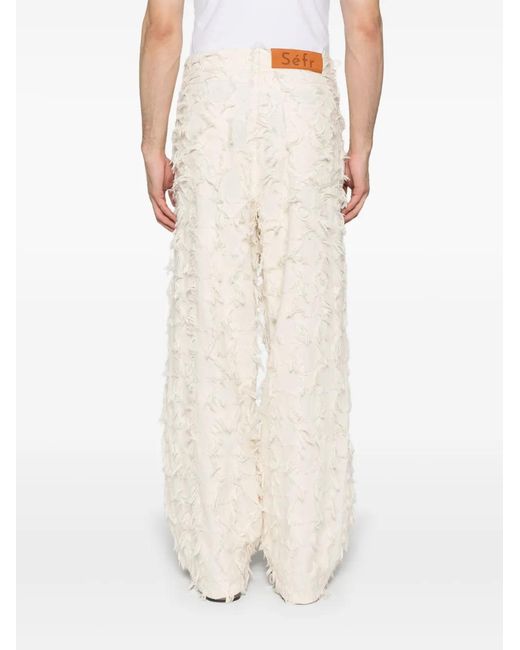 Séfr White Nikos Fringe-Detail Jeans for men