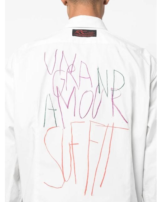 Raf Simons Overhemd Met Tekst in het White voor heren