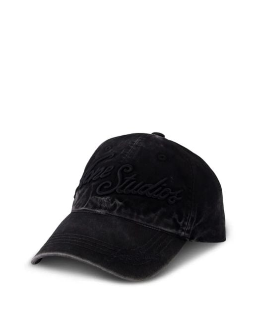 Acne Black Embroidered-Logo Baseball Cap