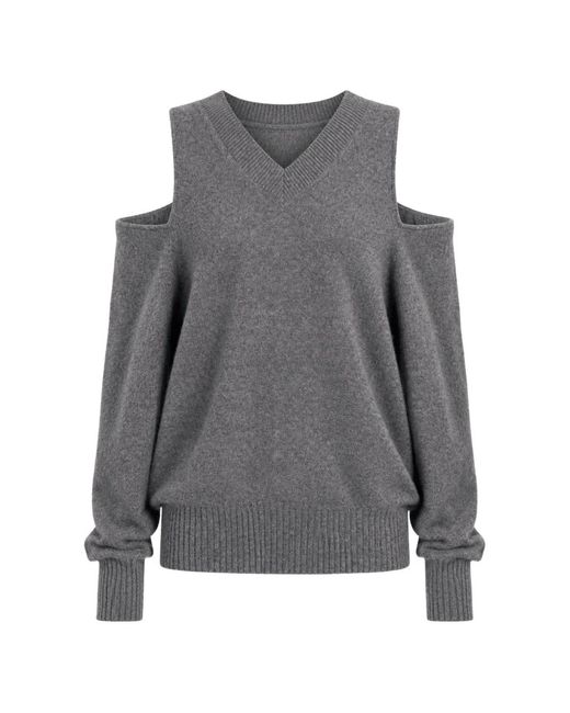 Simone Rocha Gray Embellished Cut-Out Sweater