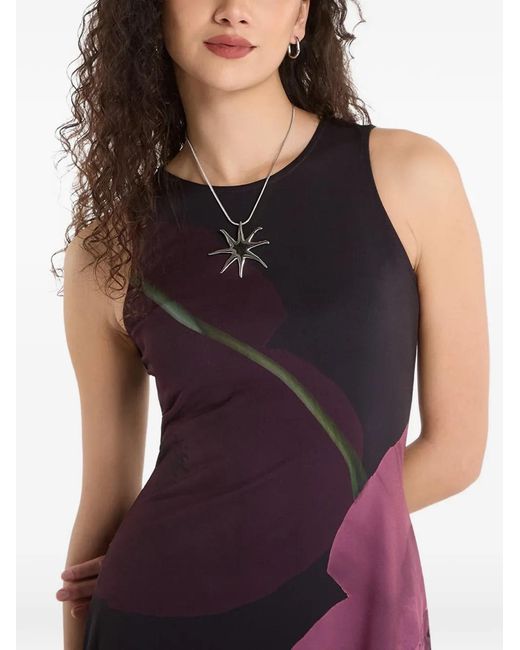 Desigual Black Robe Mi-Longue À Fleurs