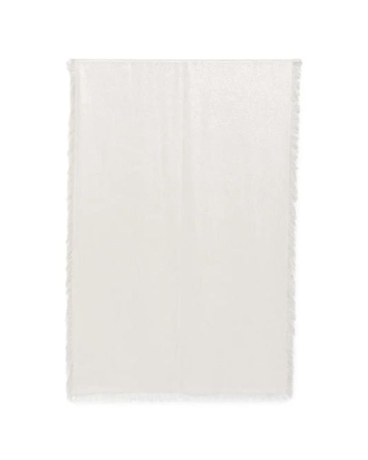 Peserico White Frayed Shimmering Scarf