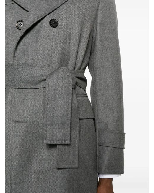 Thom Browne Gray Wool Double-Breasted Trench Coat for men