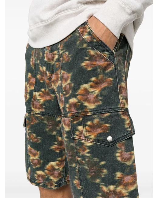 Isabel Marant Green Jemuel Abstract-Print Cargo Shorts for men