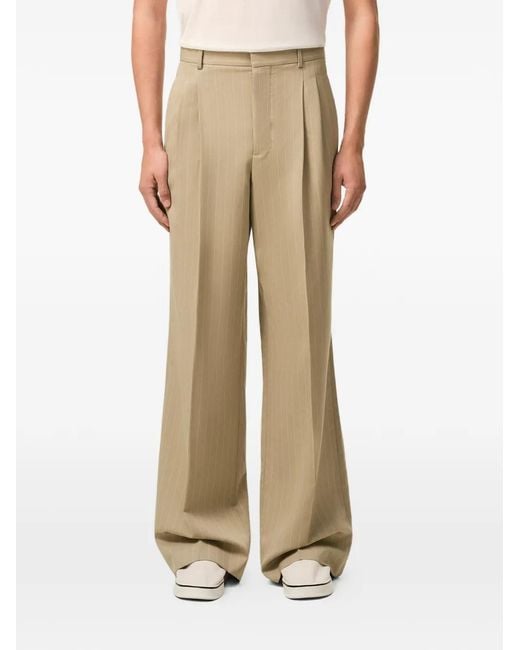 AMI Natural New Wool Low Waist Wide Trousers for men