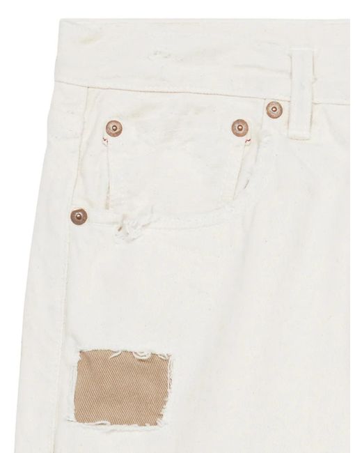 Fortela White 965 John Patchwork Frayed Jeans
