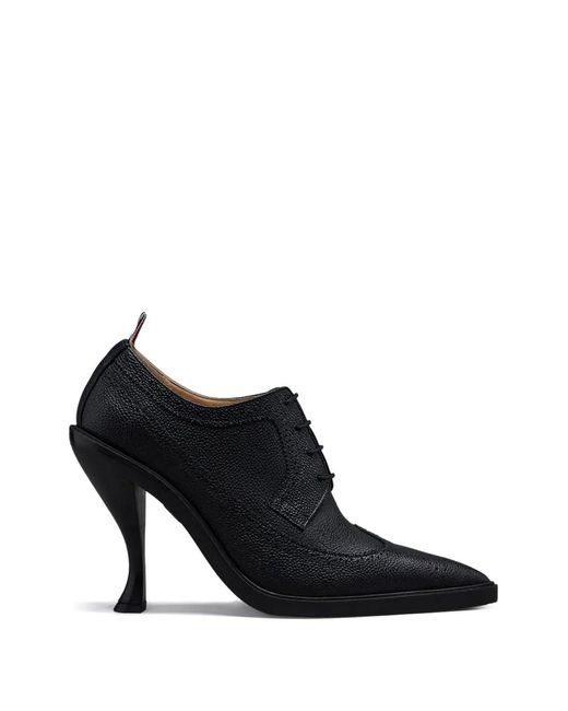 Thom Browne Black Pebble Grain Longwing Brogues Heel 105Mm