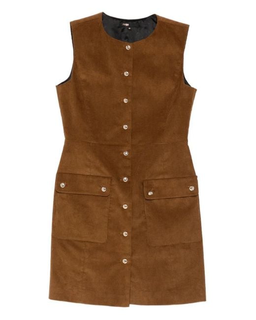 Maje Brown Round-Neck Sleeveless Dress