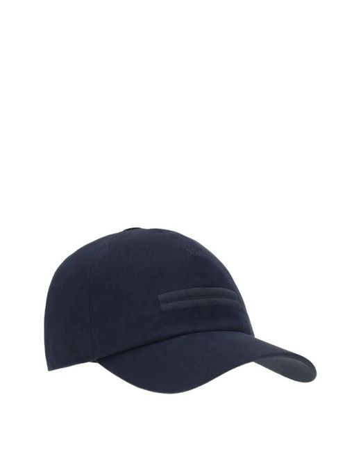 Zegna Blue Lined Metal Logo Hat With Embroidered Brand Mark for men