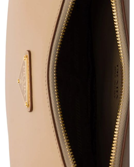 Prada White Arqué Small Leather Shoulder Bag