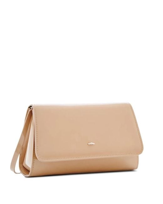Giuseppe Zanotti Natural Mini Cleopatra Patent Leather Flap Clutch