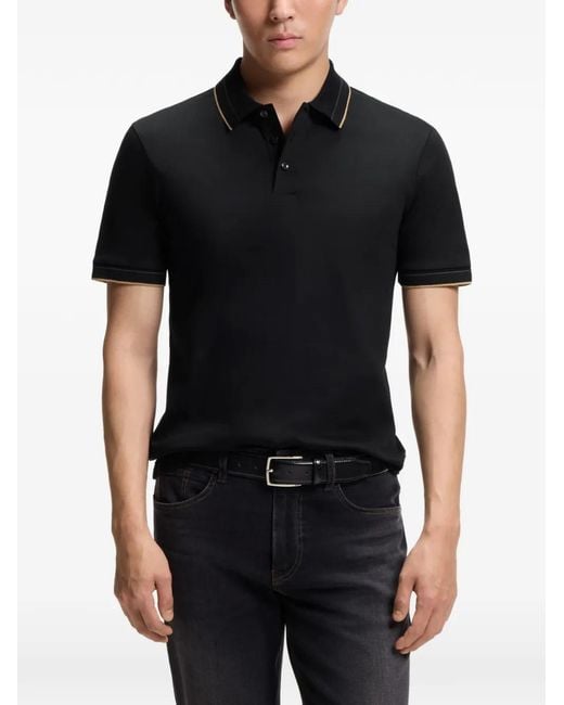 Boss Black Cotton Polo Shirt for men