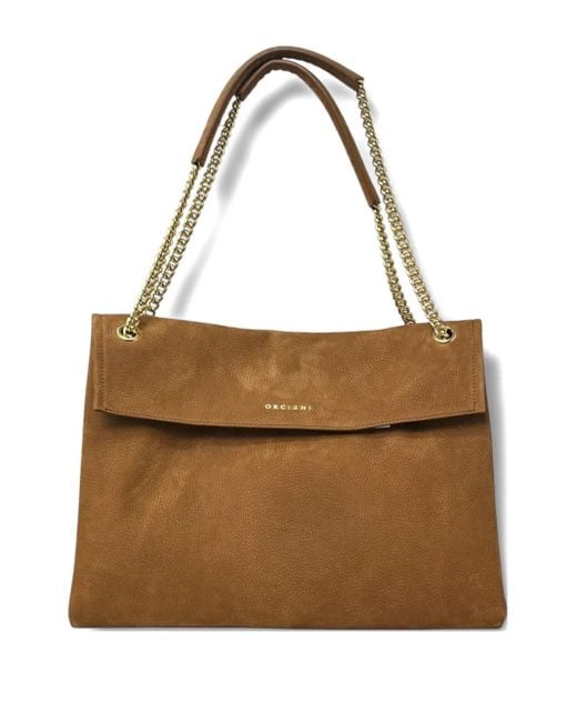 Orciani Brown Midi Venus Leather Shouder Bag