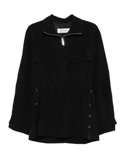 Rohe Black Sweatshirt mit Kordelzug